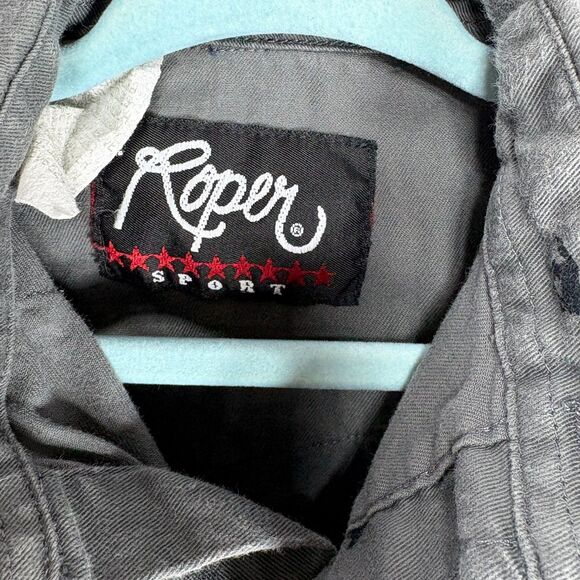 Roper Sport Vintage Western Rodeo Gray Black Pearl Button Down Long Sleeve Kids5 - Picture 5 of 10